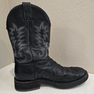 Justin Ostrich Exotic Roper Black Cowboy Boots 5003 Men's 10